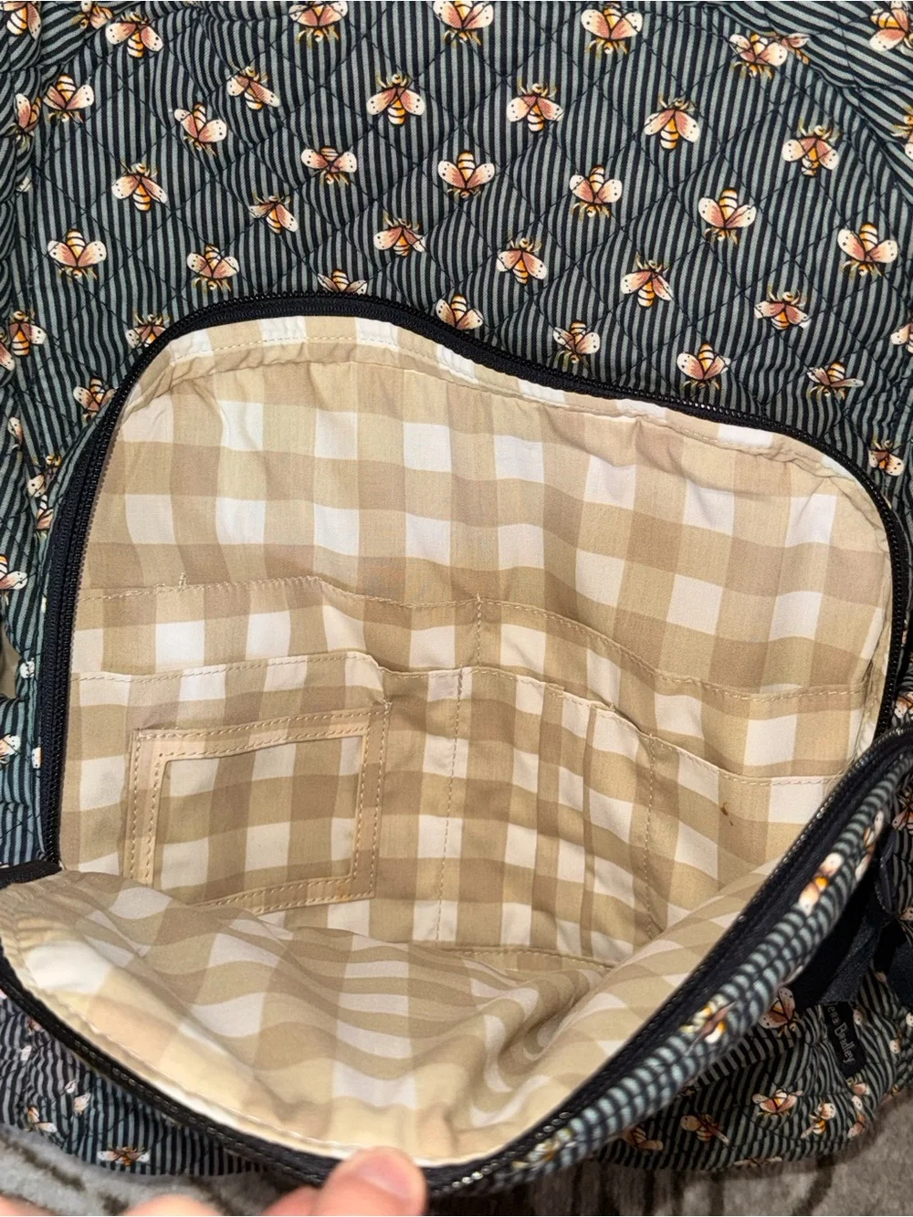 Vera Bradley Quilted Navy Bee Stripe Backpack - Navy Bee Travel bag School bag